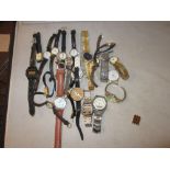Bag of vintage and modern wristwatches & compass