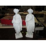 Pair of early 20th century carved marble figurines