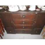 Victorian breakfront pine dresser base with four drawers