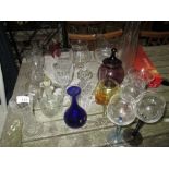 Decorative glassware including studio glass vase