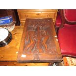 Antique carved wooden panel depicting Adam & Eve