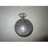 Vintage Ingersoll pocket watch with blackened dial & subsidiary second dial