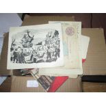 Box of vintage paper ephemera sometimes having military interest