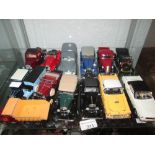 Shelf of 14 x assorted Corgi die cast collectors toy cars including Morris Minor