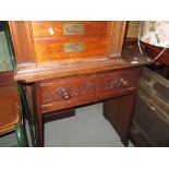 Vintage carved oak hall table