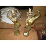 Pair of brass dancing Shiva figures