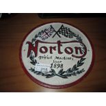 Cast iron advertising sign : Norton Motorcycles