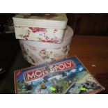 Hat box and one other & Monopoly Cornwall edition sealed