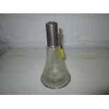 Silver rimmed cut glass scent bottle