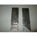 Chinese silver metal scroll weights