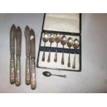 Silver plated fish knives,