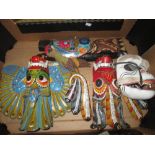 Box of assorted South East Asian painted masks