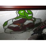 Piece of leaded and glazed glass panel