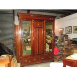 Edwardian inlaid mahogany double wardrobe 215 cms x 150 cms x 50 cms