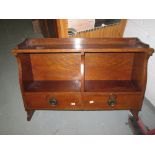 Early 20th century oak hanging two drawer cupboard