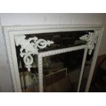 Large white painted bevelled glass modern wall mirror