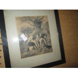 8 x pictures and prints : pencil sketches, 19th century prints,