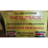 Large painted cast iron sign : You Are Entering the Outback