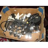 Box of assorted silver plated and other cutlery