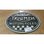 Cast metal advertising sign : Triumph Motorcycles