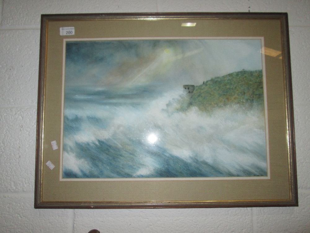 Pastel painting of Windswept Coastland