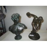 Early 20th century Neo Classical bronze figure of discus thrower (Diskobolus of Myron) & later