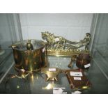 Trench art ashtray & other brass ware