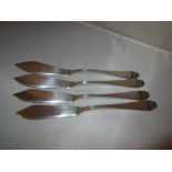 Set of four Modernist Scandanavian silver fish knives stamped BC 90,