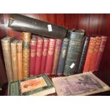 2 x shelves of books : Leather bound volumes, Lady Magazine,