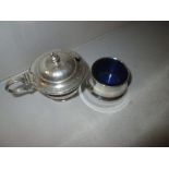 Silver mustard and cruet one with blue glass liner 66 g