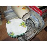 Box of assorted vintage sandwich plates