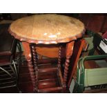 Vintage pie crust top oak occasional table