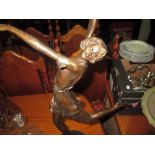 Art Deco style bronzed metal dancer on marble base