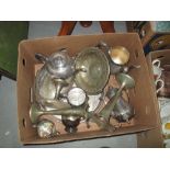 Box of assorted silver plated ware