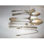 Array of foreign silver of differing grades flatware, serving spoons,