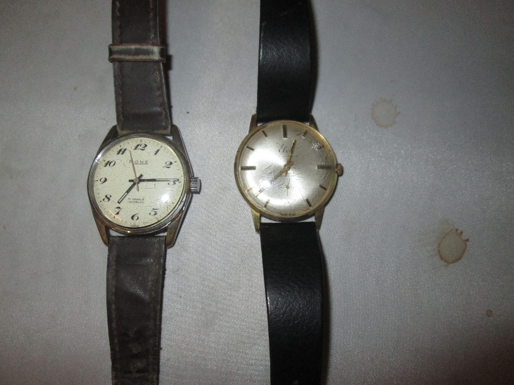 2 x vintage gents wristwatches & 2 x modern watches: Rone, Elco,