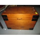 Vintage pine and metal bound work box