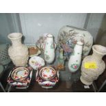 Assorted decorative china : Noritake, Chinese resin vases, pin dishes etc.
