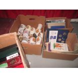 4 x boxes of assorted commemorative ware (Royalty interest throughout) : mugs, postcards,