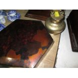 Chinese gunmetal vase and cover & lacquer box