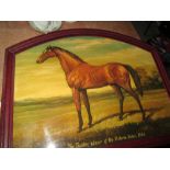 Antique style painted panel : The Twister Winner of Victoria Stakes 1856 (horse racing interest)