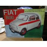 Painted metal advertising sign : Fiat 500