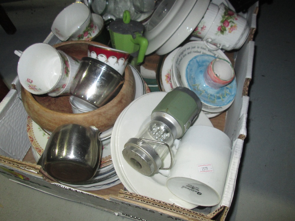 Box of decorative china and glassware