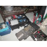 Assorted workshop and wood working tools ; angle grinder,