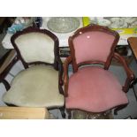 2 x French carved carver chairs