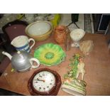 Decorative china including 19th century Staffordshire flatback, jelly mould,mixing bowls etc.