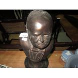 Bronzed metal bust of Winston Churchill