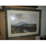 Early 20th century gouache Dartmoor landscape by Sherrin 35 cms x 51 cms