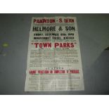 Vintage advertising sign : Helmore & Son, sale of Town Parks, Ayreville, Totnes Road,
