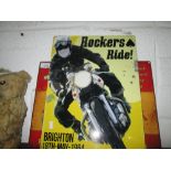Vintage style painted metal advertising sign : Rockers Ride 40 cms x 30 cms